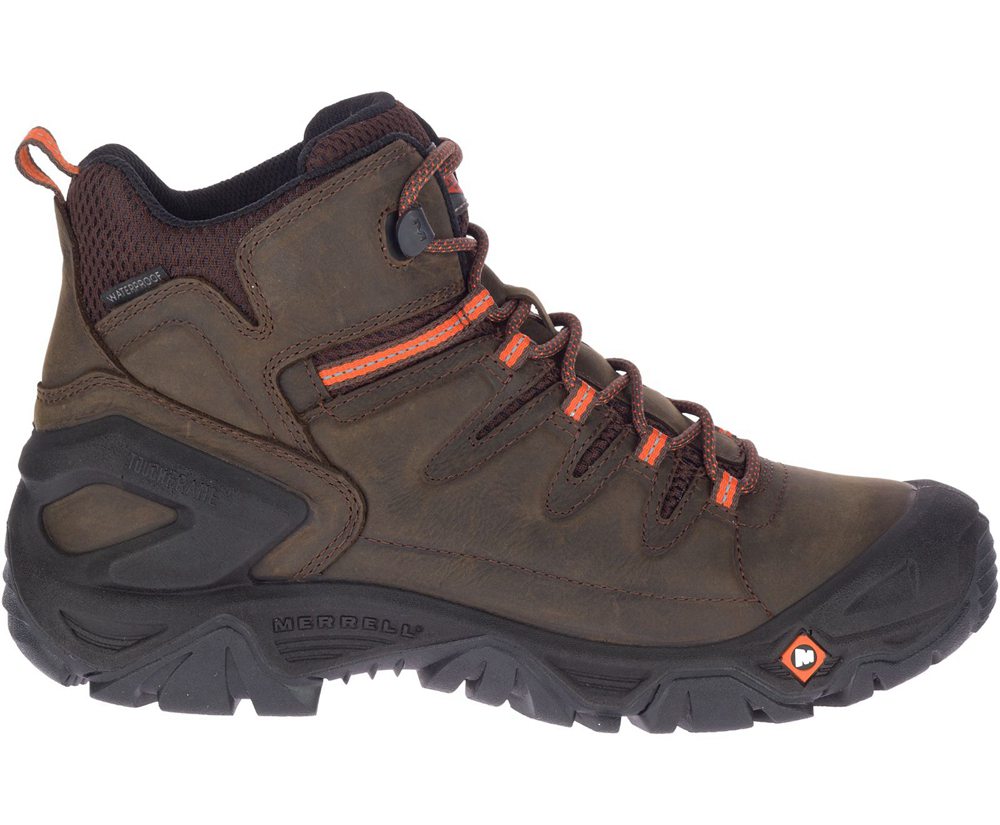 Merrell Hiking Boots Brown - Strongfield Leather 6" Waterproof Slip-Resistant - Mens 91QGVPWXN